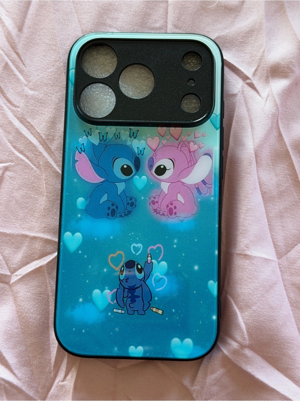 Cute Blue & Pink Stitch Pattern 17 Pro Phone Case - Unbranded